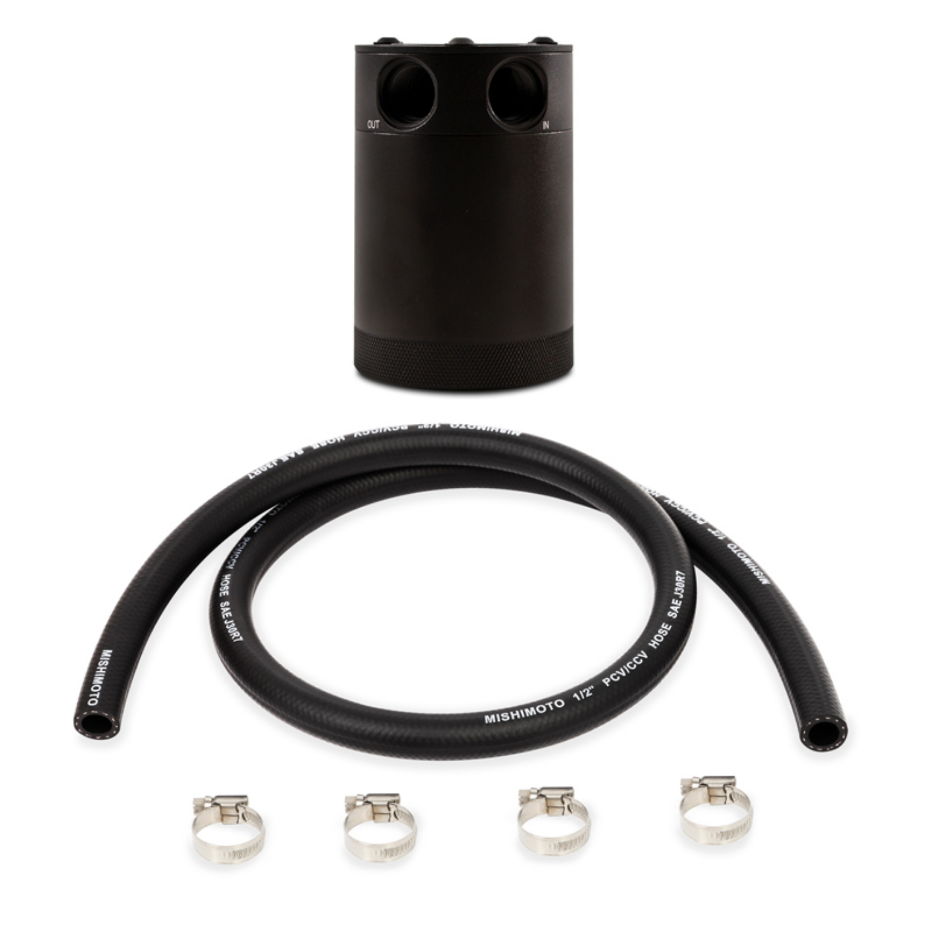 Picture of Mishimoto Assembled Universal 2-Port Catch Can Black w- Hose