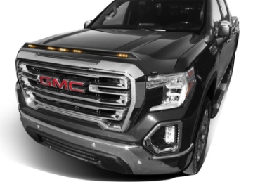 Picture of AVS 19-22 GMC Sierra 1500 Aeroskin Low Profile Hood Shield w- Lights - Onyx Black