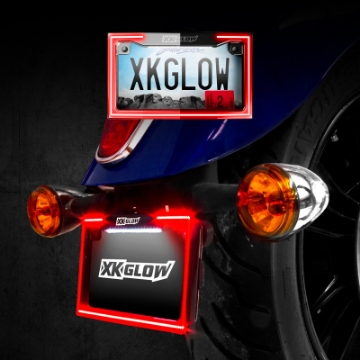 Picture of XK Glow Motorcycle License Plate Frame Light w- Turn Signal - Chrome