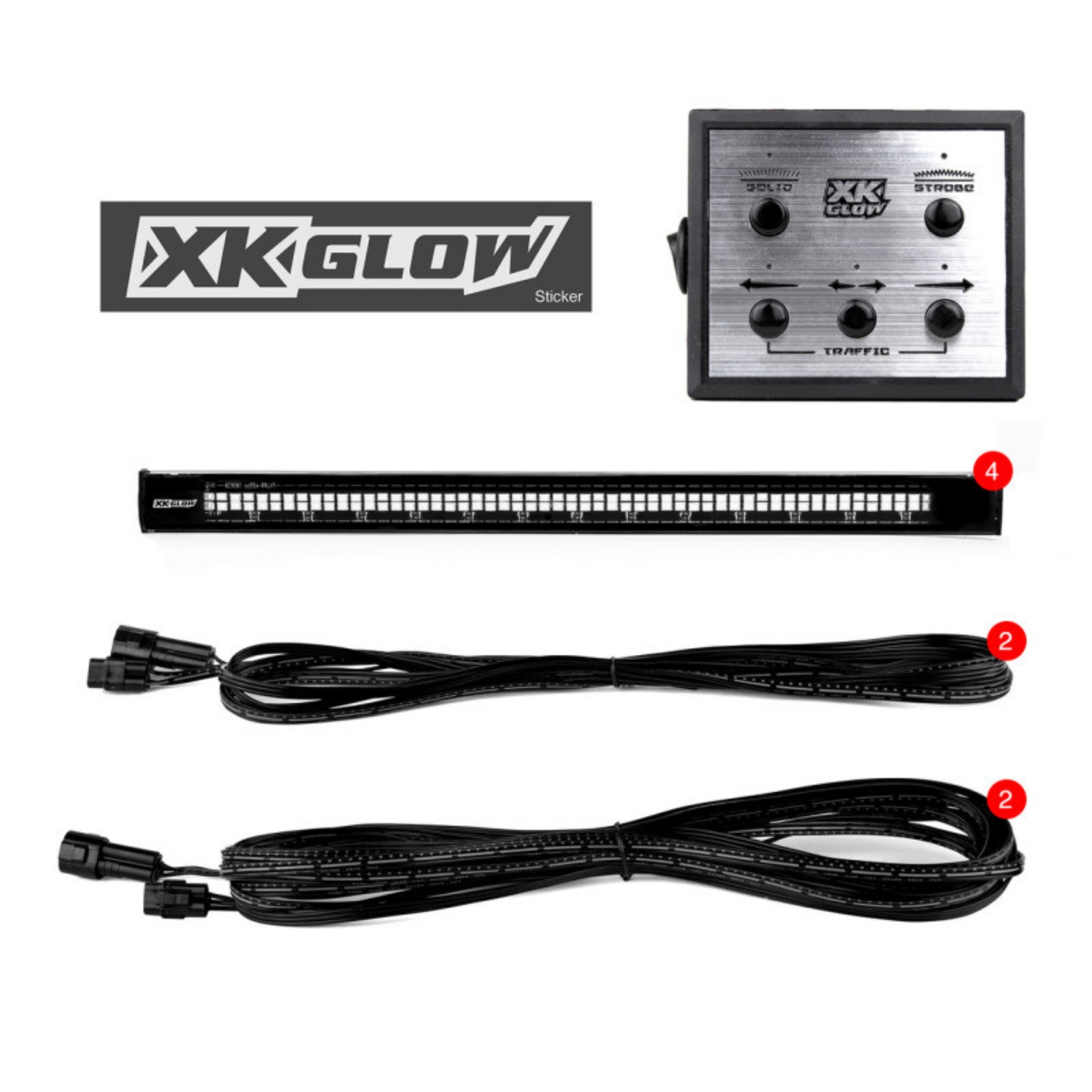 Picture of XK Glow Tube Strobe Lights w- Traffic Modes Ultra Bright LEDs + Solid On - White 8pc 12in