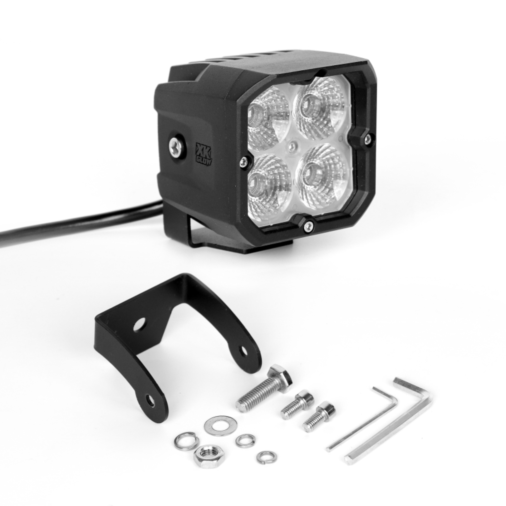 Picture of XK Glow XKchrome 20w LED Cube Light w- RGB Accent Light - Flood Beam