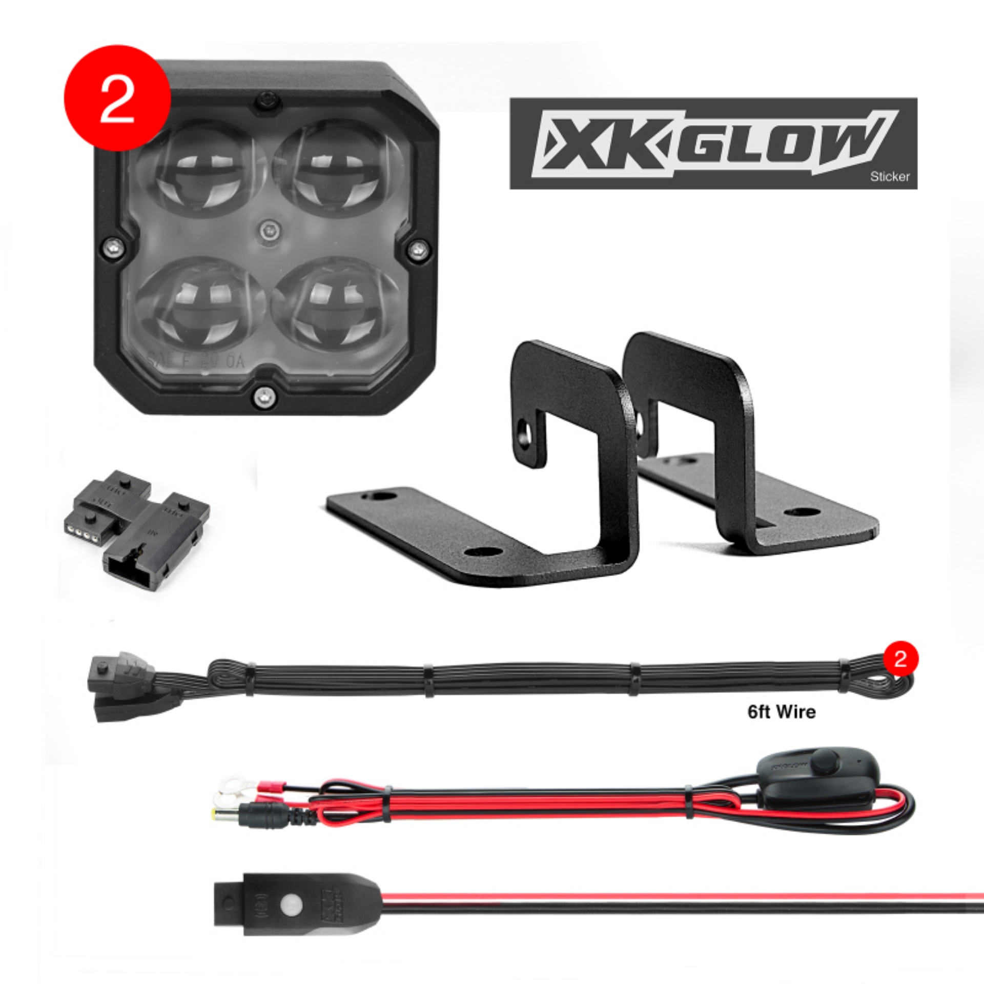 Picture of XK Glow XKchrome 20w LED Cube Light w- RGB Accent Light Kit w- Controller- Fog Beam 2pc
