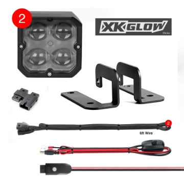 Picture of XK Glow XKchrome 20w LED Cube Light w- RGB Accent Light Kit w- Controller- Fog Beam 2pc