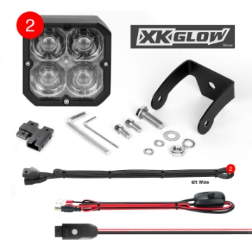 Picture of XK Glow XKchrome 20w LED Cube Light w- RGB Accent Light Kit w- Controller- Spot Beam 2pc