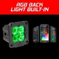 Picture of XK Glow Flush Mount XKchrome 20w LED Cube Light w- RGB Accent Light - Driving Beam