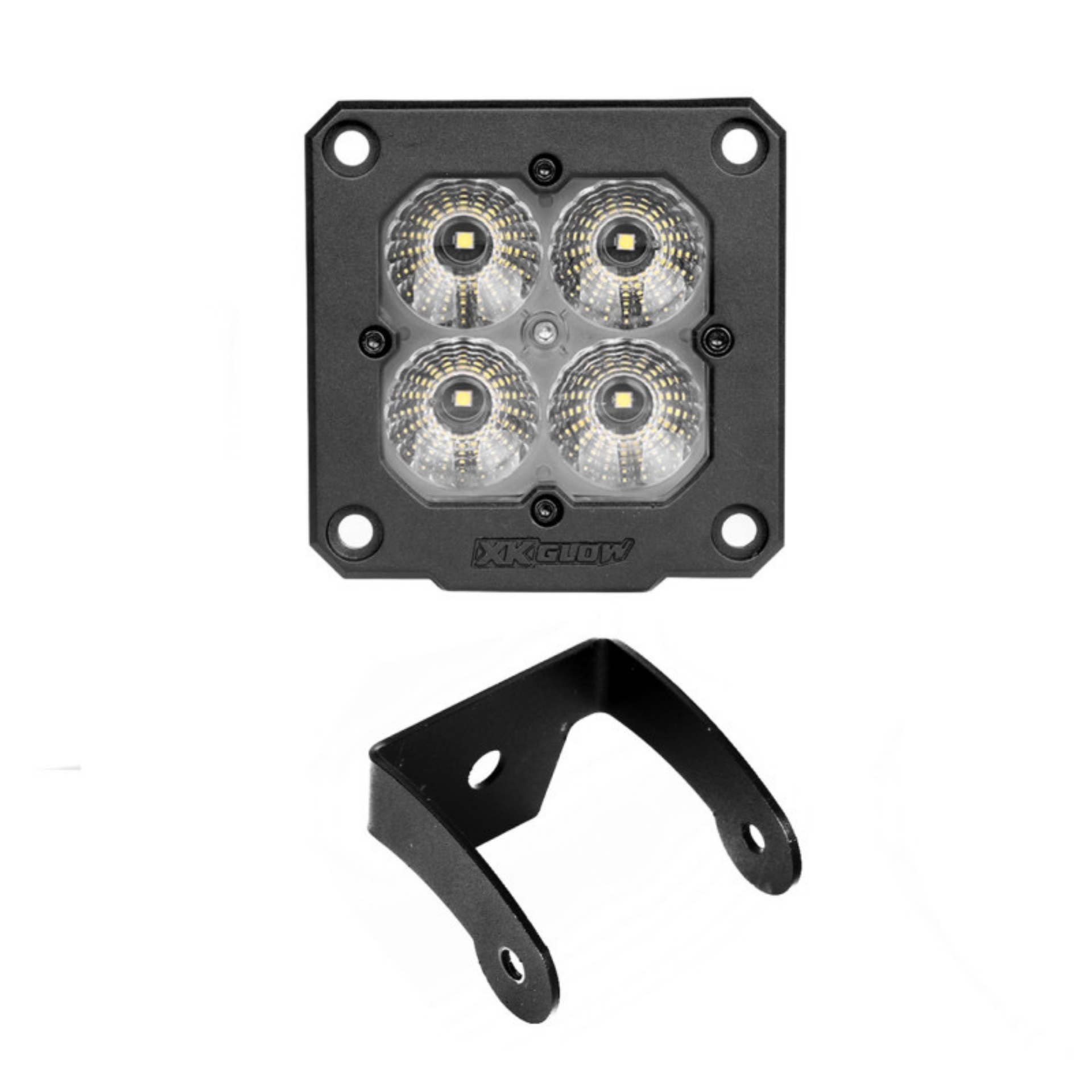 Picture of XK Glow Flush Mount XKchrome 20w LED Cube Light w- RGB Accent Light Kit w- Cntrlr - Flood Beam 2pc
