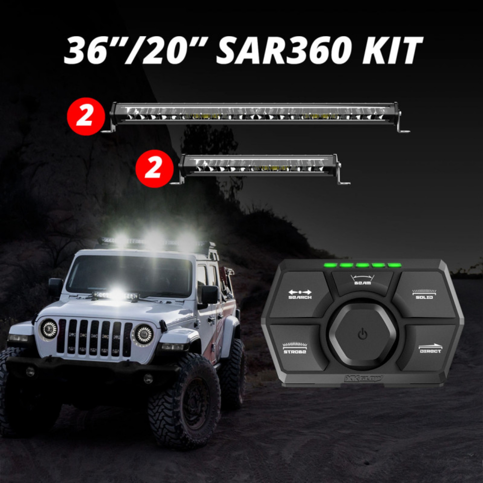 Picture of XK Glow SAR360 Light Bar Kit Emergency Search and Rescue Light System 236In 220In