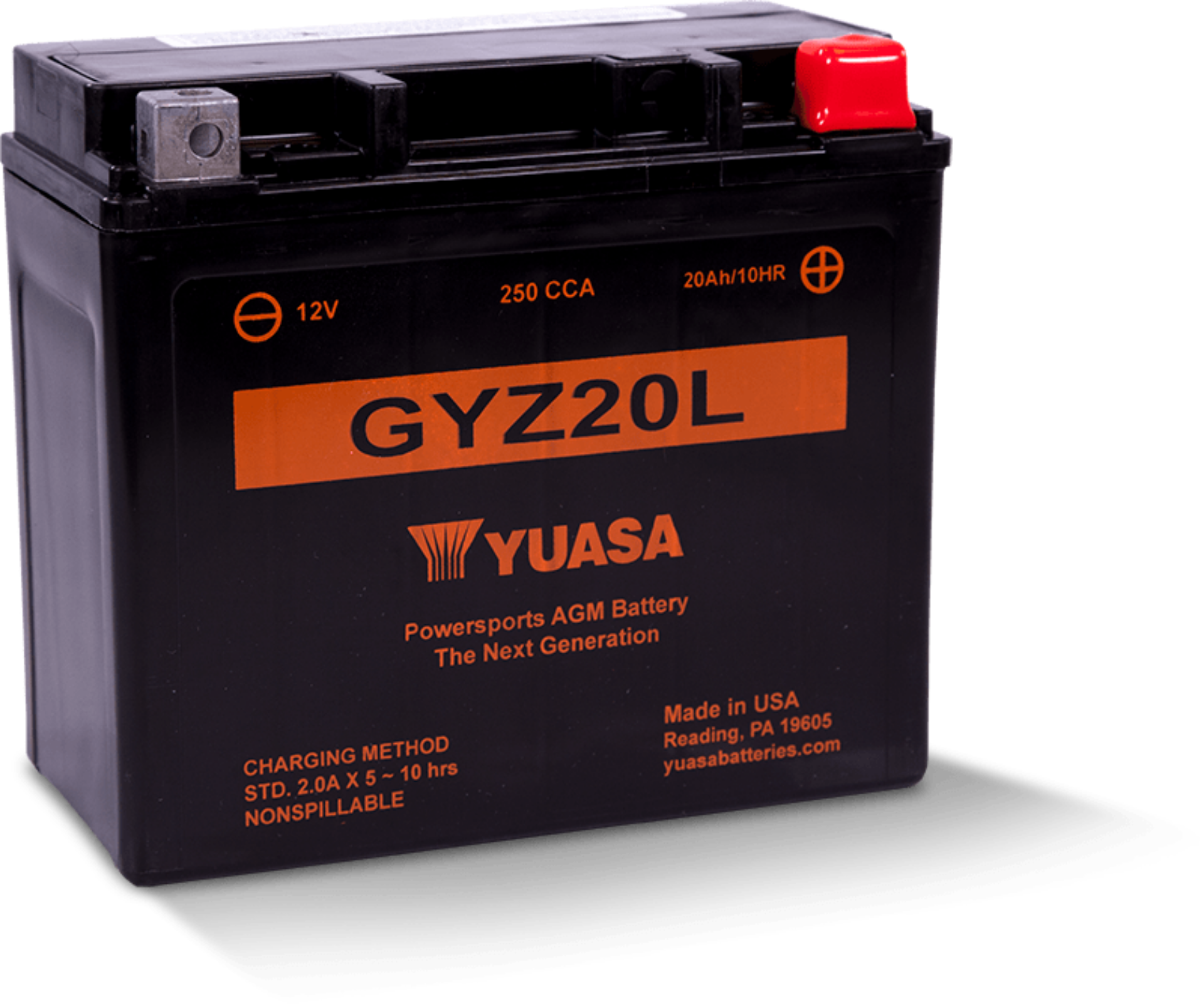 Picture of Yuasa GYZ20L High Performance Maintenance Free AGM 12-Volt Battery