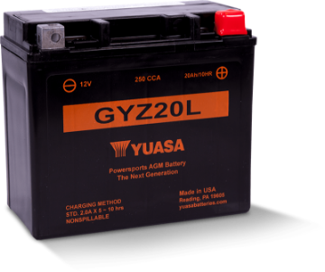 Picture of Yuasa GYZ20L High Performance Maintenance Free AGM 12-Volt Battery