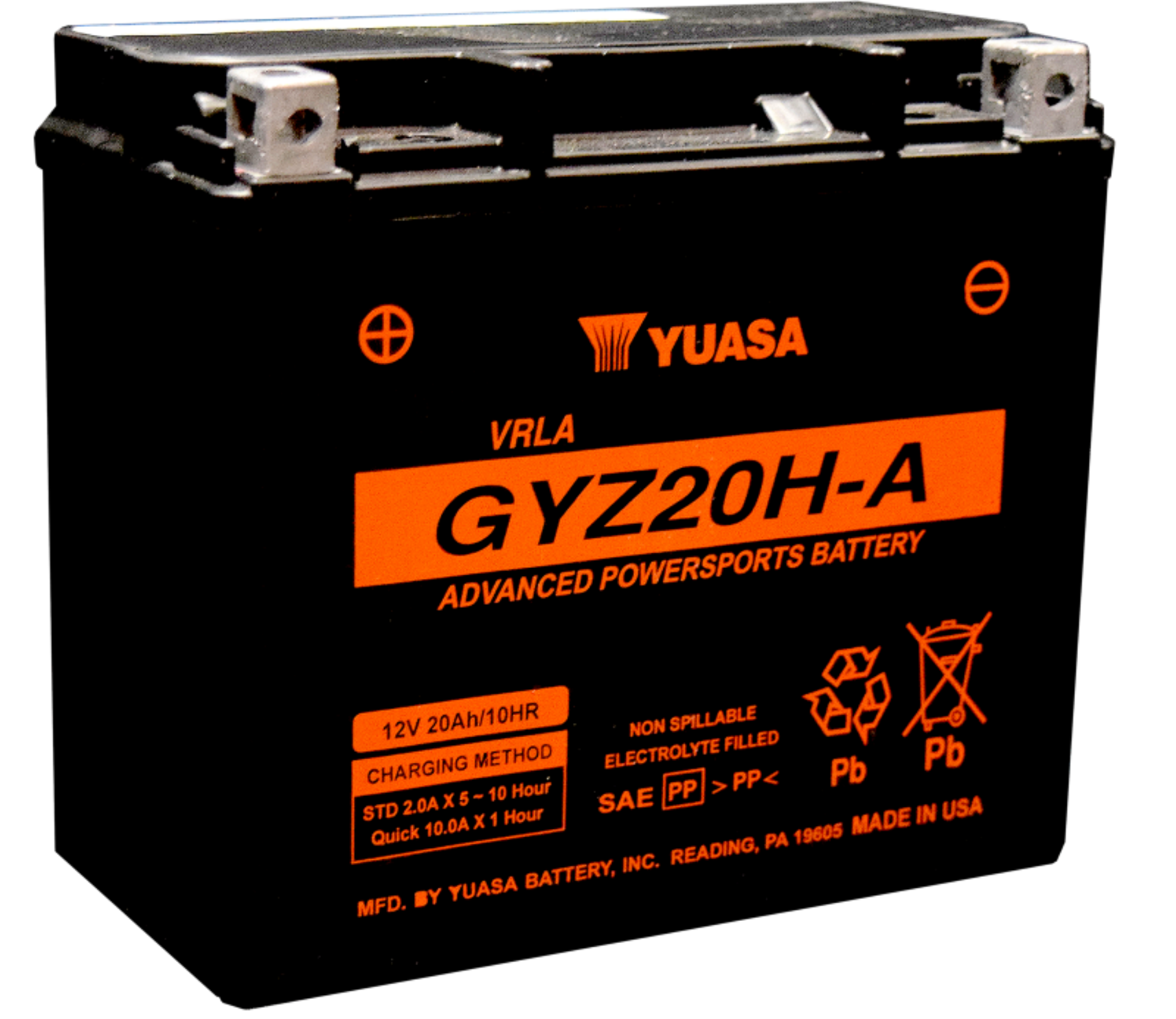 Picture of Yuasa GYZ20HA High Performance Maintenance Free AGM 12-Volt Battery