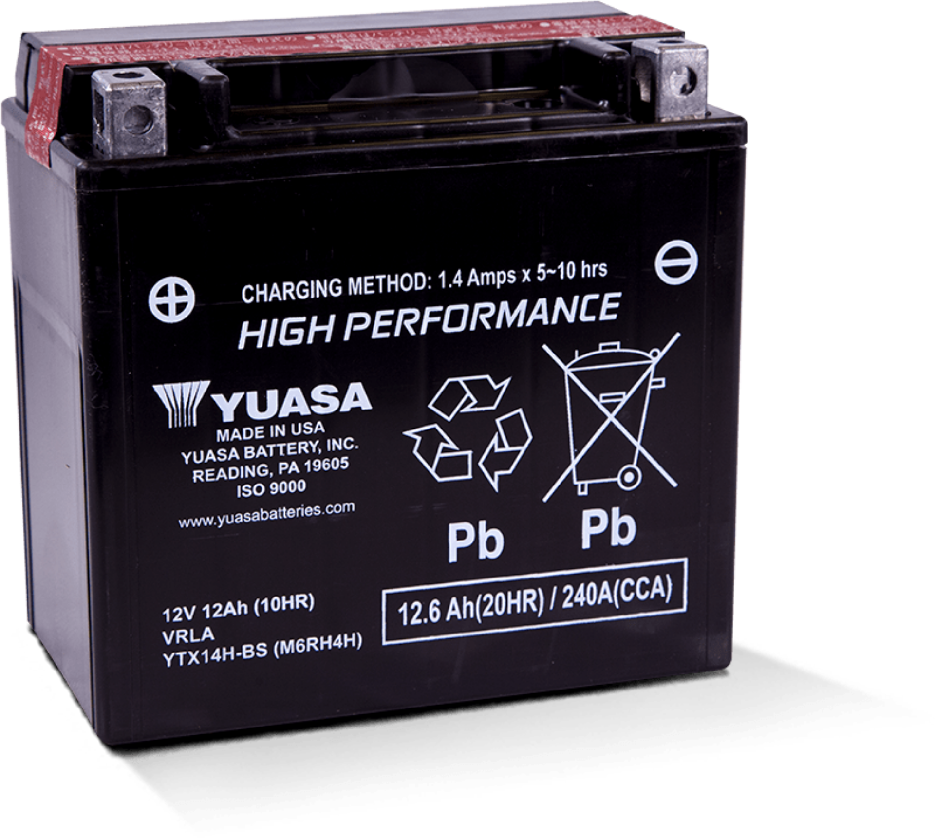 Picture of Yuasa YTX14H-BS High Performance AGM 12-Volt Battery w-Bottle