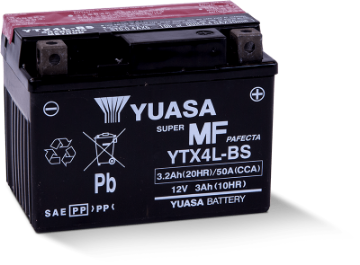 Picture of Yuasa YTX4L-BS Maintenance Free AGM 12-Volt Battery w-Bottle