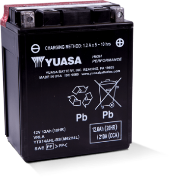 Picture of Yuasa YTX14AHL-BS High Performance AGM 12-Volt Battery w-Bottle
