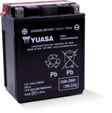 Picture of Yuasa YTX14AH-BS High Performance AGM 12-Volt Battery w-Bottle