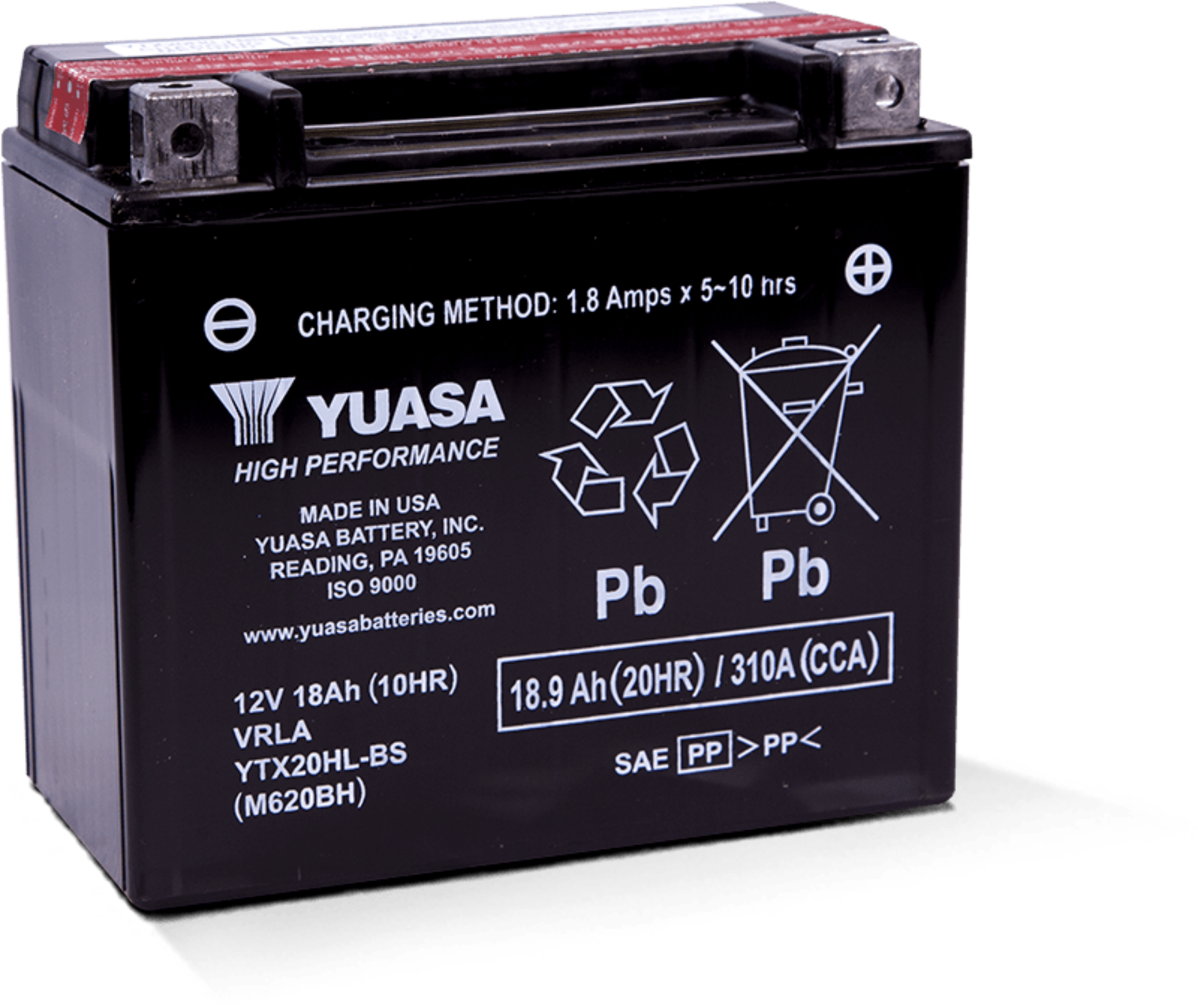 Picture of Yuasa YTX20HL-BS High Performance AGM Battery w-Bottle