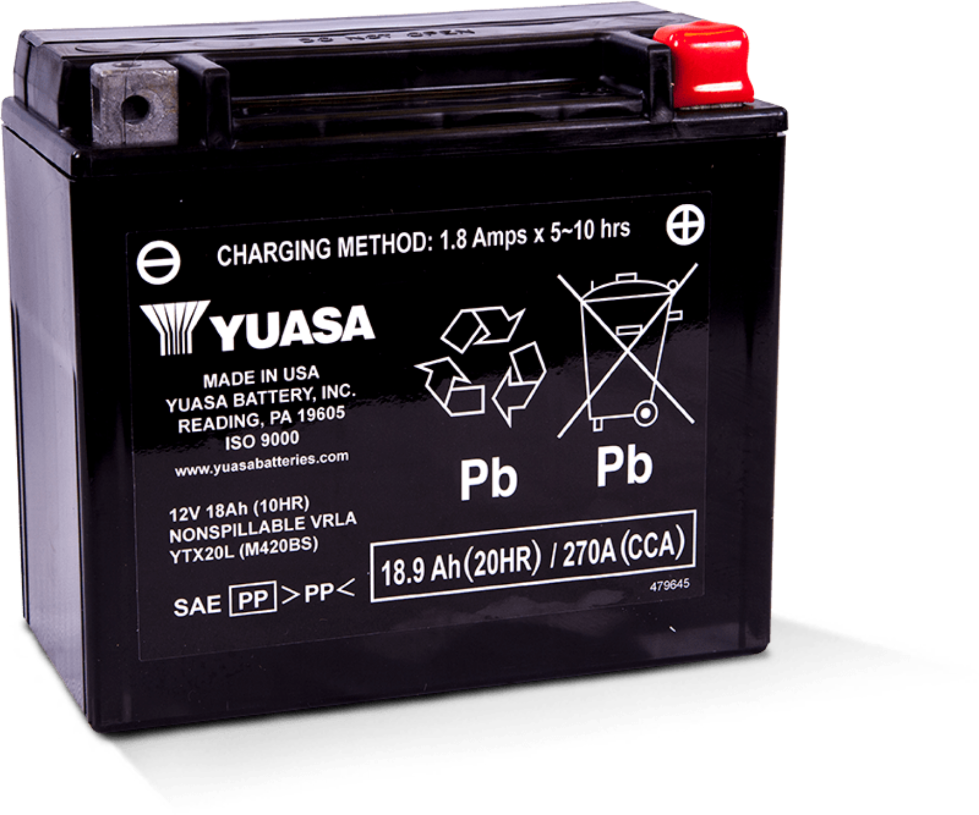 Picture of Yuasa YTX20L Maintenance Free AGM 12-Volt Battery