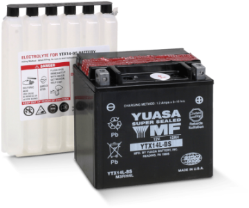 Picture of Yuasa YTX14L-BS Maintenance Free AGM 12-Volt Battery w-Bottle