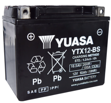 Picture of Yuasa YTX12-BS Maintenance Free AGM 12 Volt Battery Bottle Supplied