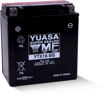 Picture of Yuasa YTX16-BS Maintenance Free AGM 12-Volt Battery w-Bottle