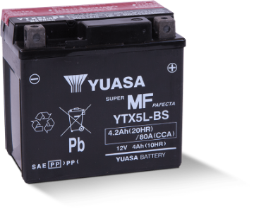 Picture of Yuasa YTX5L-BS Maintenance Free AGM 12-Volt Battery w-Bottle
