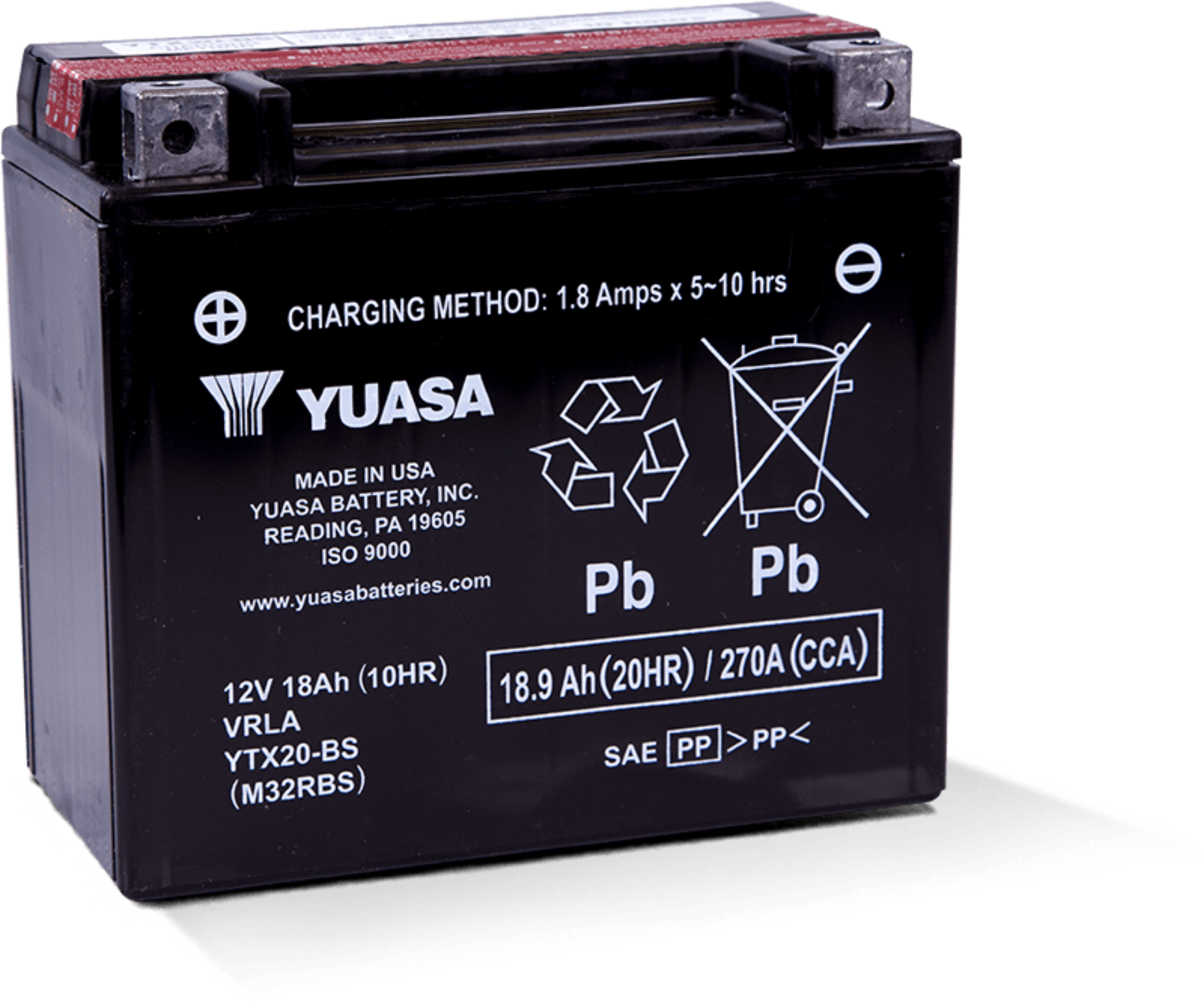 Picture of Yuasa YTX20-BS Maintenance Free AGM 12-Volt Battery w-Bottle