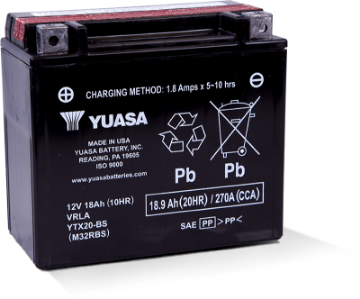 Picture of Yuasa YTX20-BS Maintenance Free AGM 12-Volt Battery w-Bottle