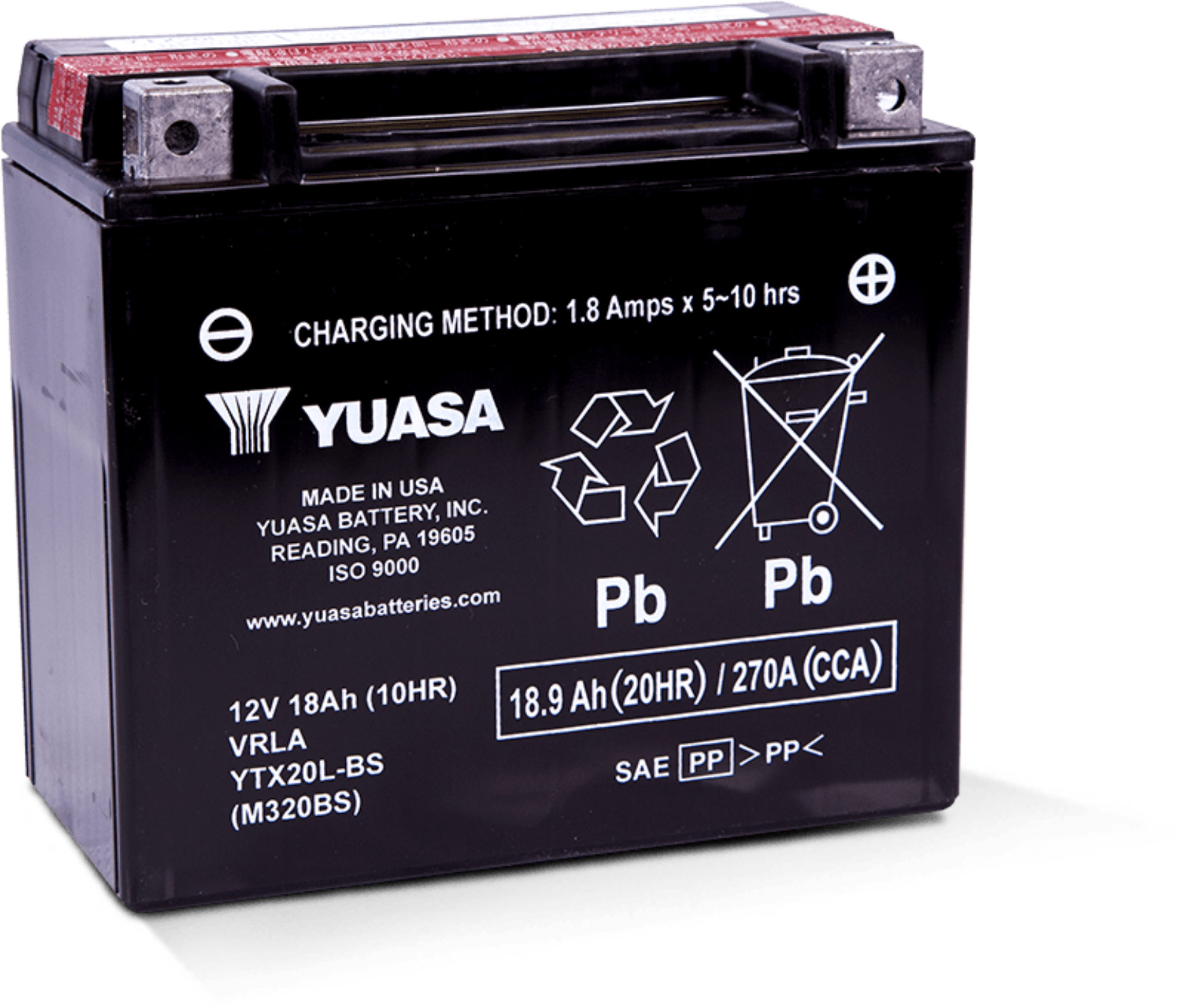 Picture of Yuasa YTX20L-BS Maintenance Free AGM 12-Volt Battery w-Bottle