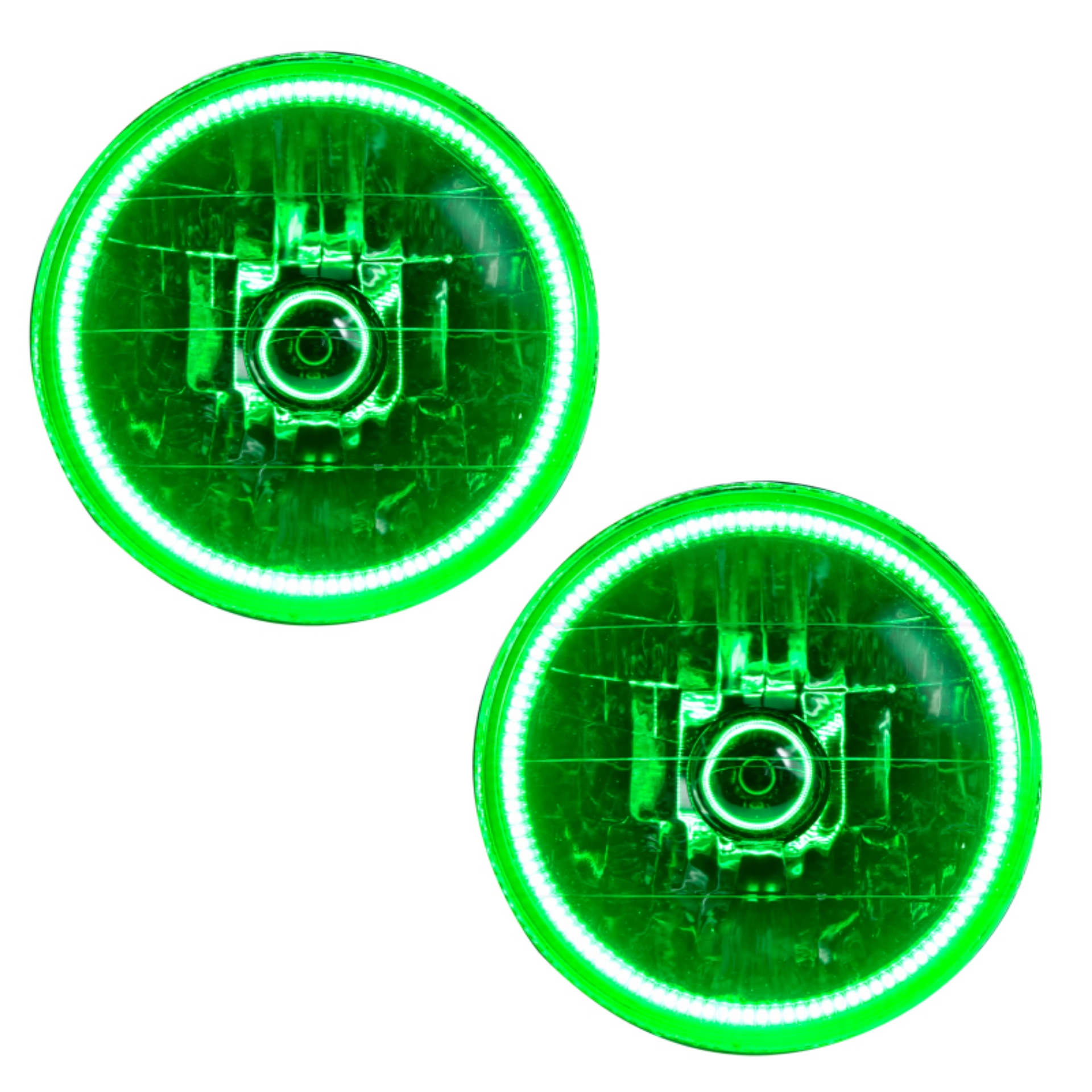 Picture of Oracle Lighting 97-06 Jeep Wrangler TJ Pre-Assembled LED Halo Headlights -Green