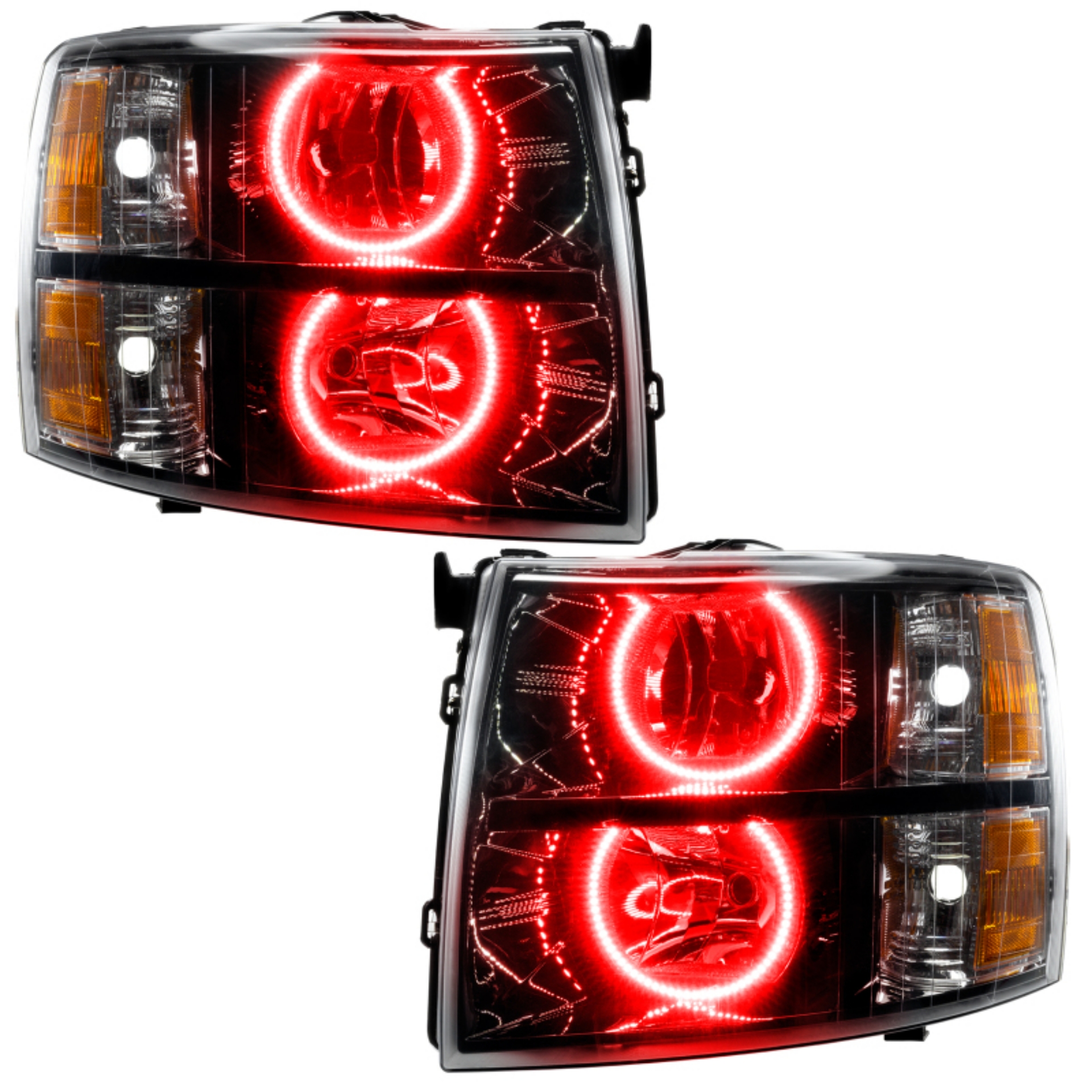 Picture of Oracle Lighting 07-13 Chevrolet Silverado Assembled Halo Headlights Round Style -Red