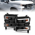 Picture of ANZO 19-22 Chevrolet Silverado 1500 LED Proj HL w-Lgt Bar SwBk Seq- Blk w-In- Light - Passenger Side
