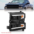 Picture of ANZO 19-22 Chevrolet Silverado 1500 LED Proj HL w-Lgt Bar SwBk Seq- Blk w-In- Light - Driver Side ON