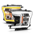 Picture of ANZO 18-20 Ford F-150 w-o Fctry LED Full LED Proj Headlights w-Light Bar Swtchbk Seq- Chrome w-Int