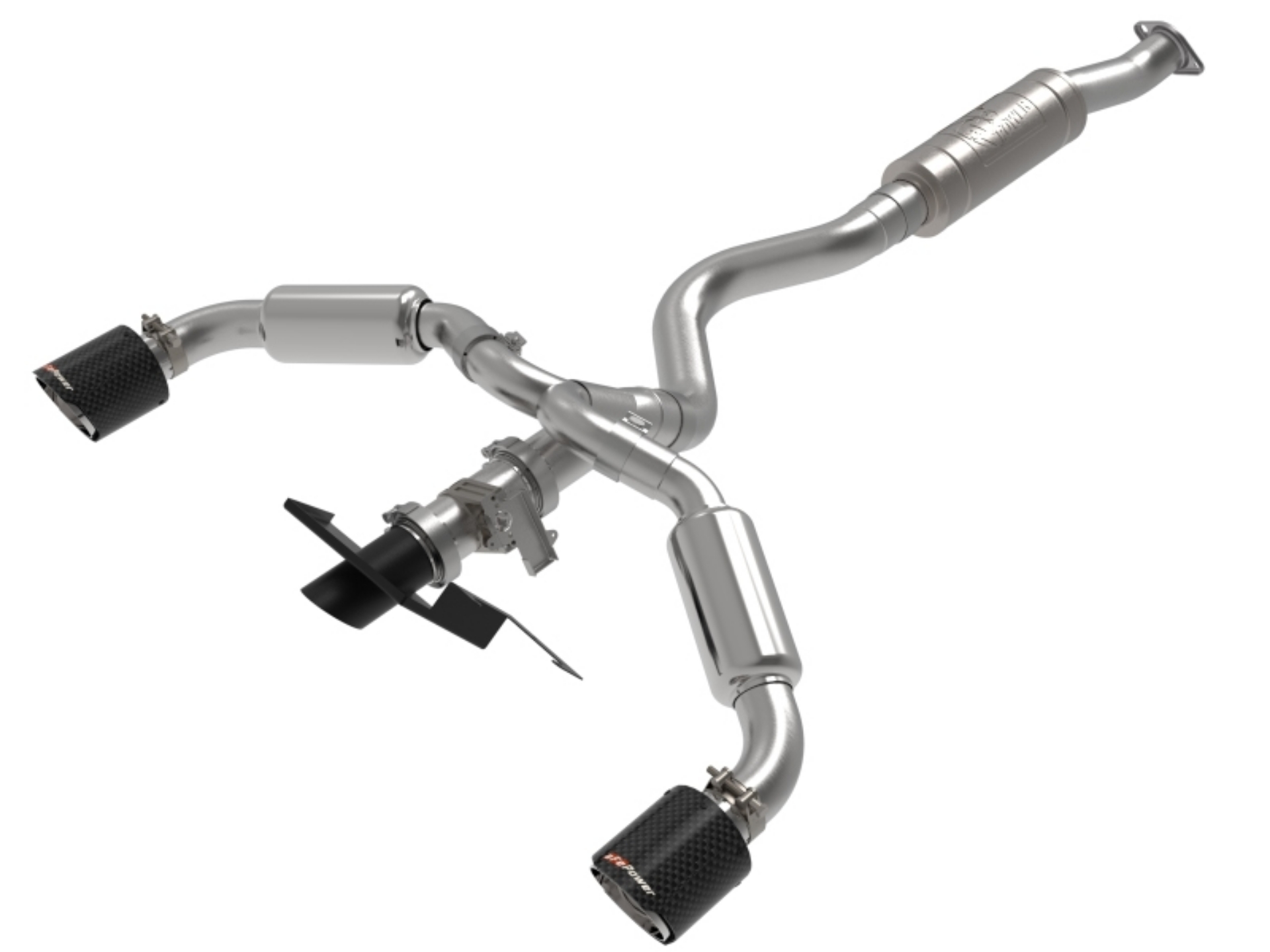 Picture of aFe 23-24 Toyota GR Corolla L3 1-6L t Gemini XV 3in to 2-1-2in CatBack Exhaust w-Carbon Fiber Tips