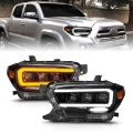 Picture of ANZO 16-22 Toyota Tacoma SR-SR5 ONLY Full LED Proj Headlights w-Light Bar Seq- Blk w-Initiation Lgt