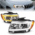 Picture of ANZO 11-13 Jeep Grand Cherokee Factory Halogen Only Projector Headlights w-Light Bar Swchbk Chrome