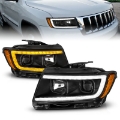 Picture of ANZO 11-13 Jeep Grand Cherokee Factory Halogen Only Projector Headlights w-Light Bar Swtchbk Black