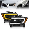 Picture of ANZO 11-13 Jeep Grand Cherokee Factory Halogen Only Projector Headlights w-Light Bar Swtchbk Black