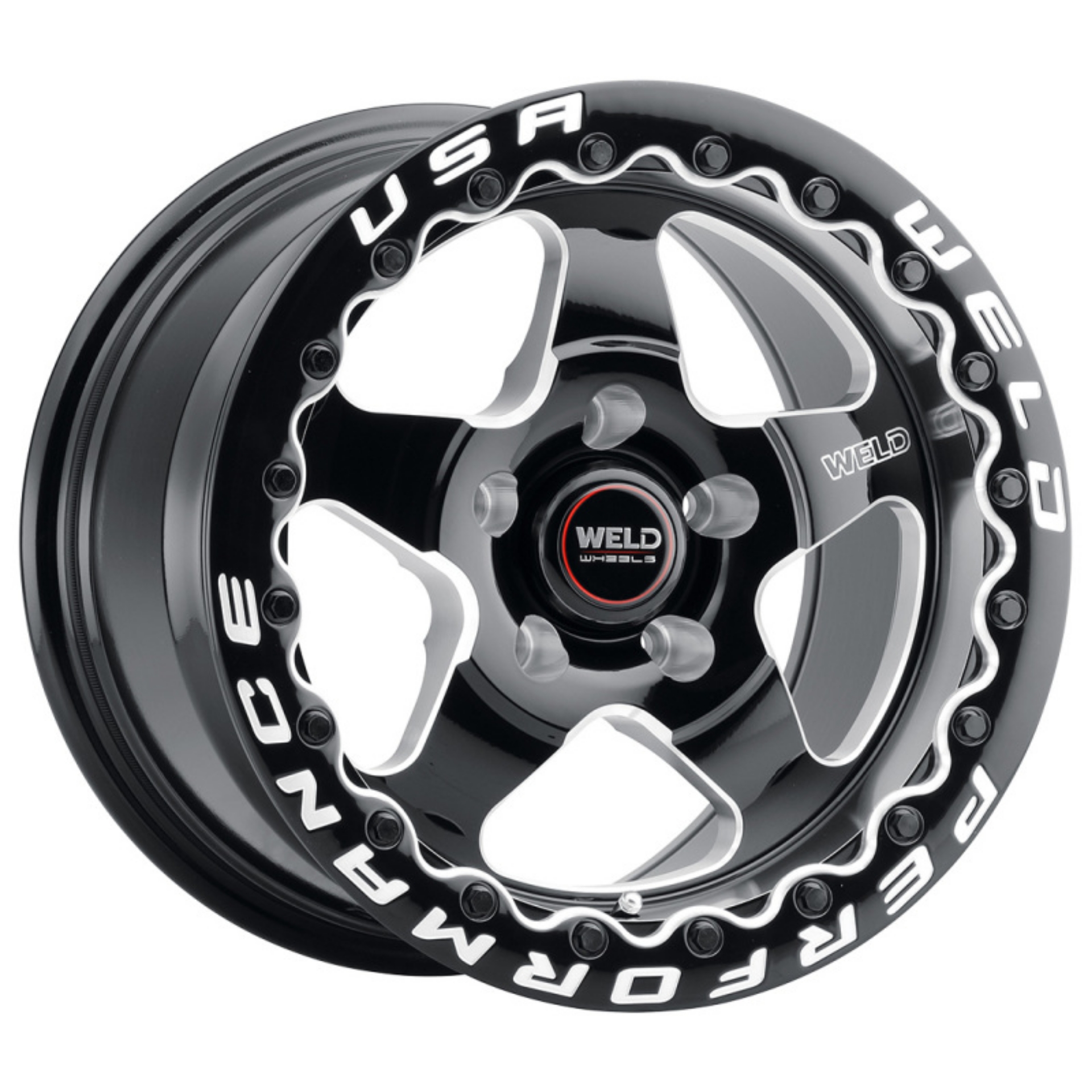 Picture of Weld S904 15x10 Ventura Beadlock 5x114-3 ET51 BS7-50 Gloss BLK MIL DIA 78-1