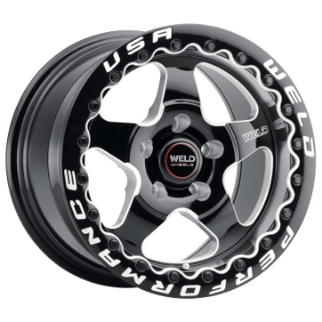 Picture of Weld S904 15x10 Ventura Beadlock 5x114-3 ET51 BS7-50 Gloss BLK MIL DIA 78-1