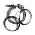 Picture of Ticon Industries 5in Titanium V-Band Clamp Assembly - Quick Release w-Female & Male Flange
