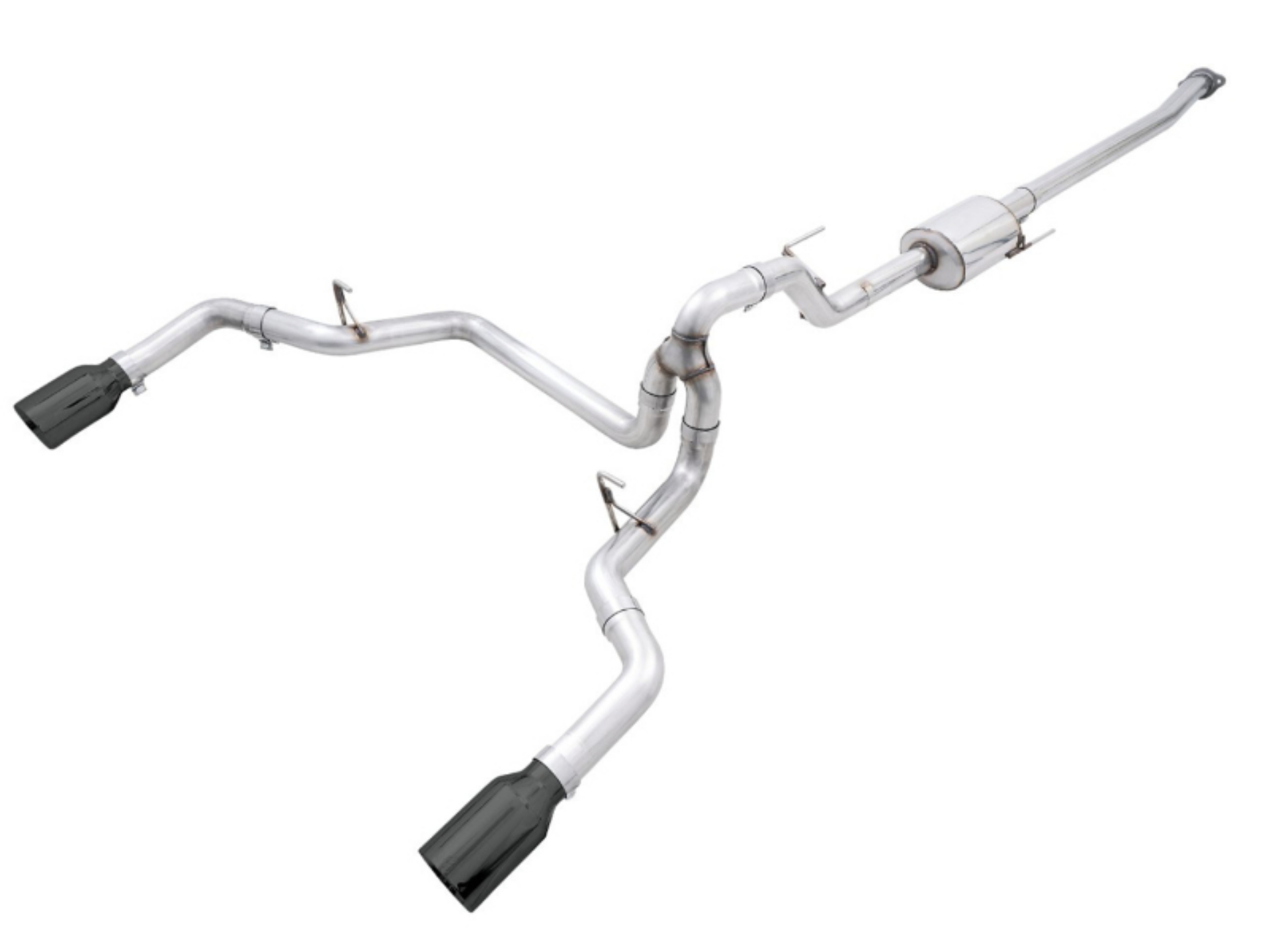Picture of AWE 0FG 21+ Ford F150 Dual Split Rear Cat-Back Exhaust- 5in Diamond Black Tips
