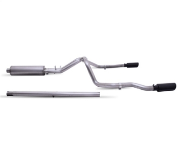 Picture of Gibson 20-21 Chevy Silverado 6-6L 2-5in Cat-Back Dual Split Exhaust System Stainless - Black Elite