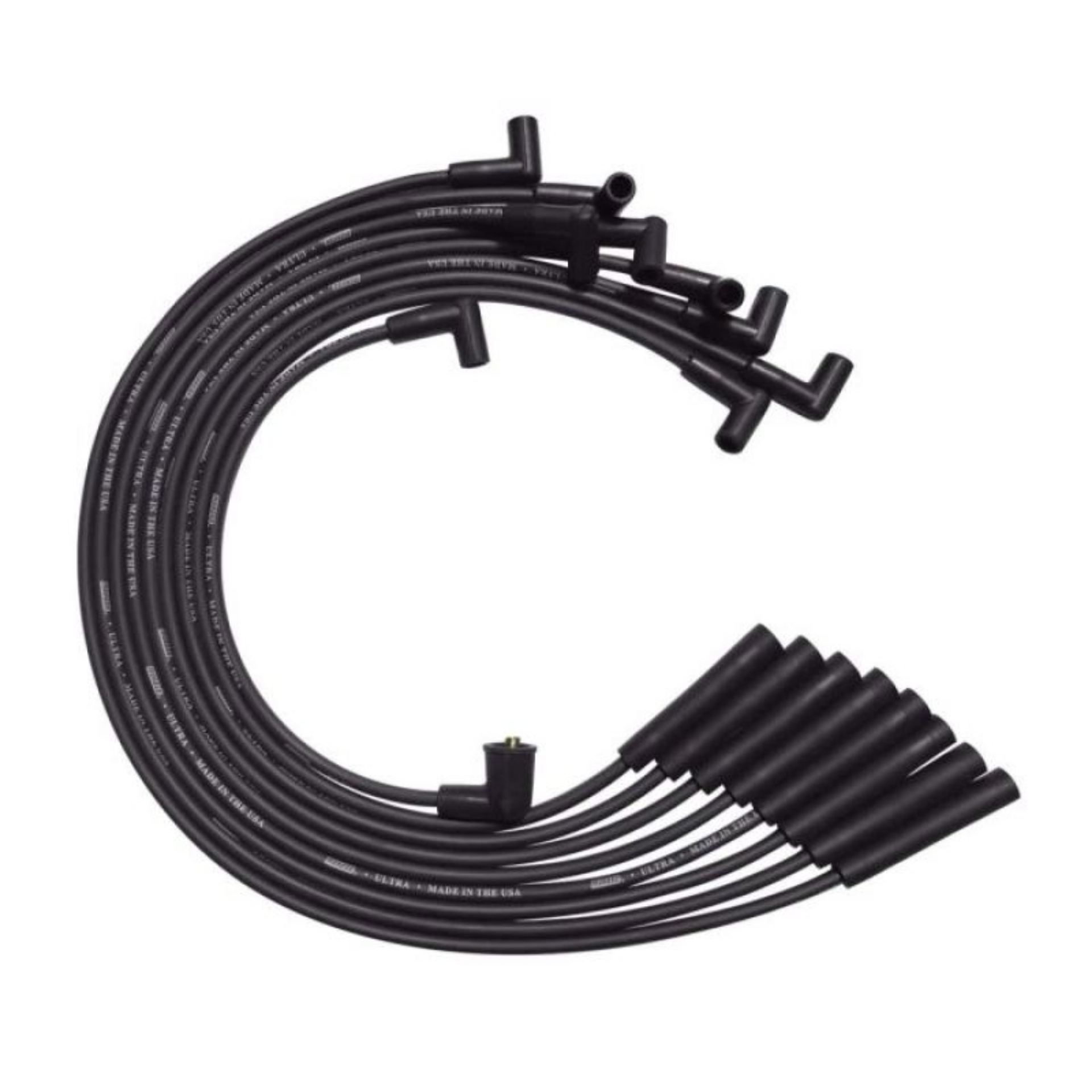 Picture of Moroso BB Ford 351C-390-429-460 Unsleeved HEI 135 Deg Boots Ultra Spark Plug Wire Set - Black