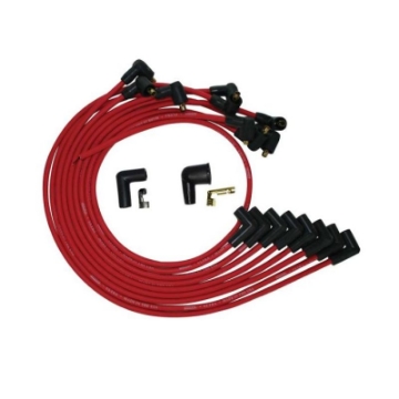 Picture of Moroso BBC Under The Header 90 Deg Plug Boots HEI Ultra Spark Plug Wire Set - Red