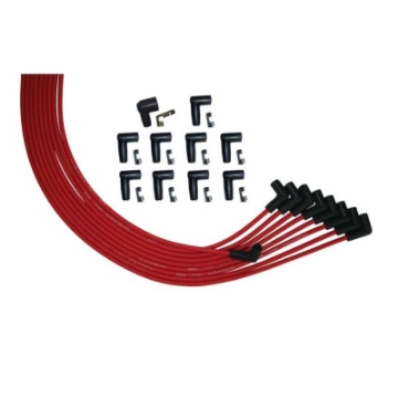 Picture of Moroso V8 Universal 90 Deg Plug HEI Distributor Ultra Spark Plug Wire Set - Red