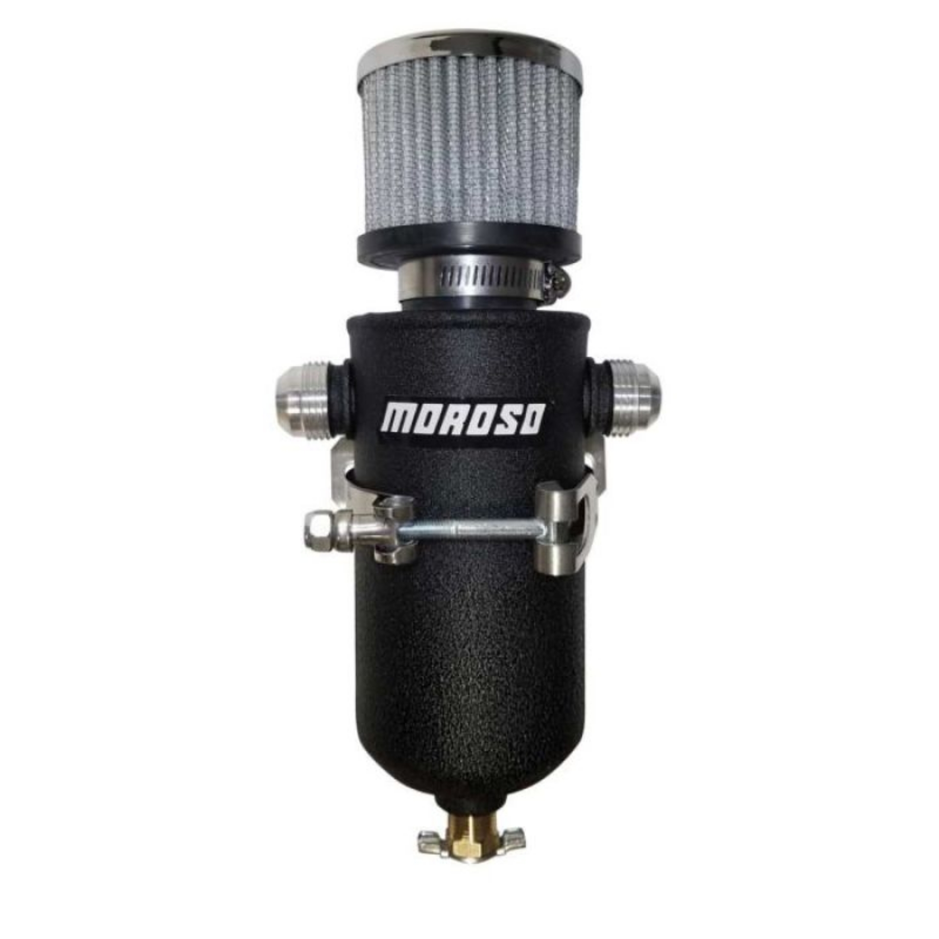 Picture of Moroso 12AN Male Fittings Catch Can Breather Tank - Black Powder Coat