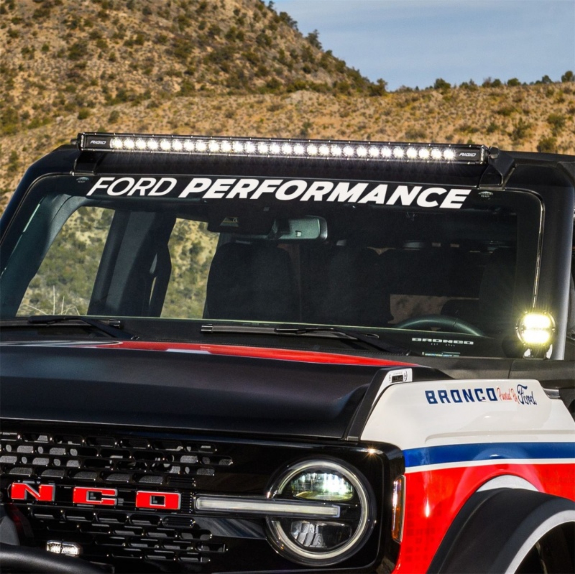 Picture of Ford Racing Ford Performance Bronco Windshield Banner - White