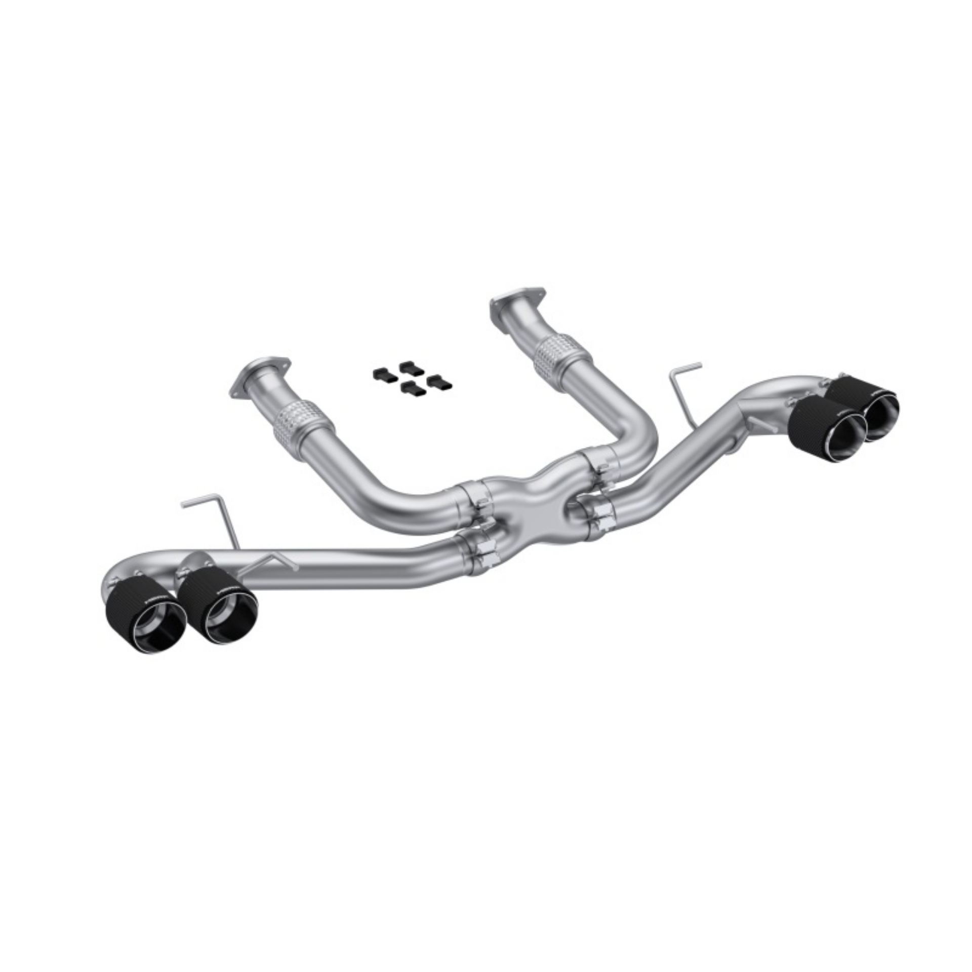 Picture of MBRP 20-23 Chevrolet Corvette C8 3in Cat Back Quad Split Rear Exit w- Carbon Fiber Tips - T304