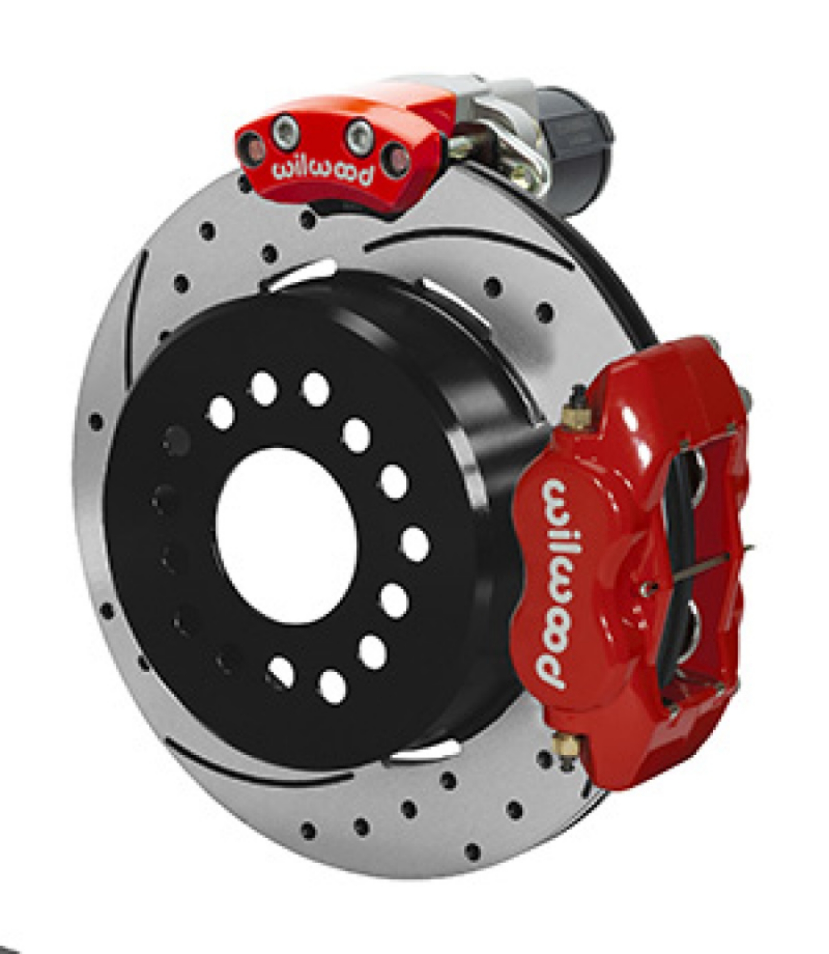 Picture of Wilwood Forged Dynalite Rear Electronic Parking Brake Kit - Red Powder Coat Caliper - SRP D-S Rotor