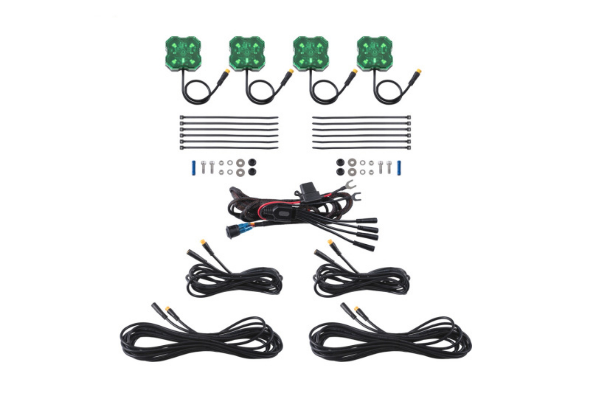 Picture of Diode Dynamics Stage Series Single Color LED Rock Light - Green M8 4-pack